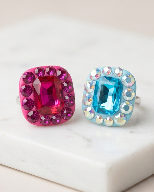 bague, cristaux, rose, bleu