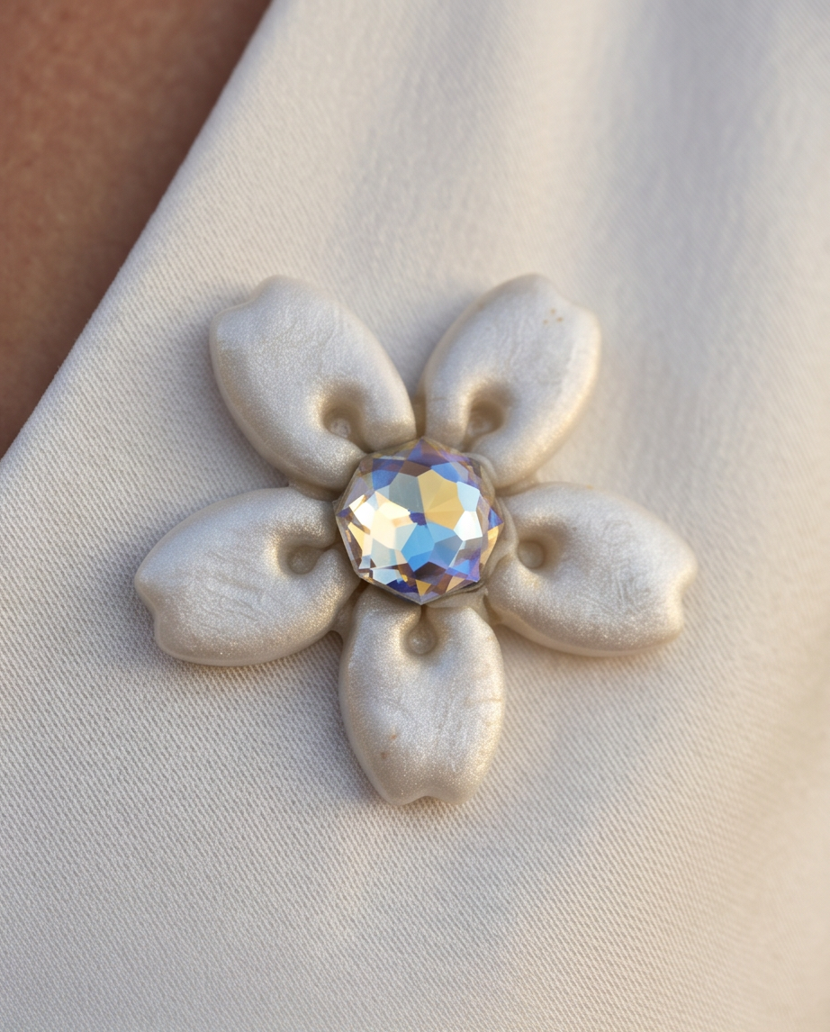 Broche, porté , détail, nacré