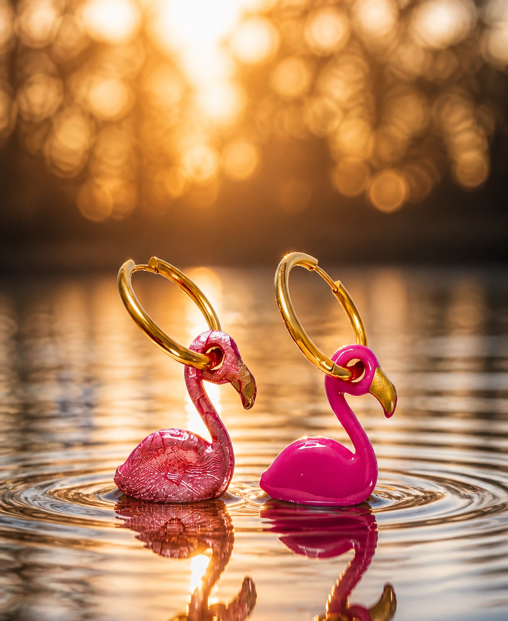 boucle d'oreille flamand rose
