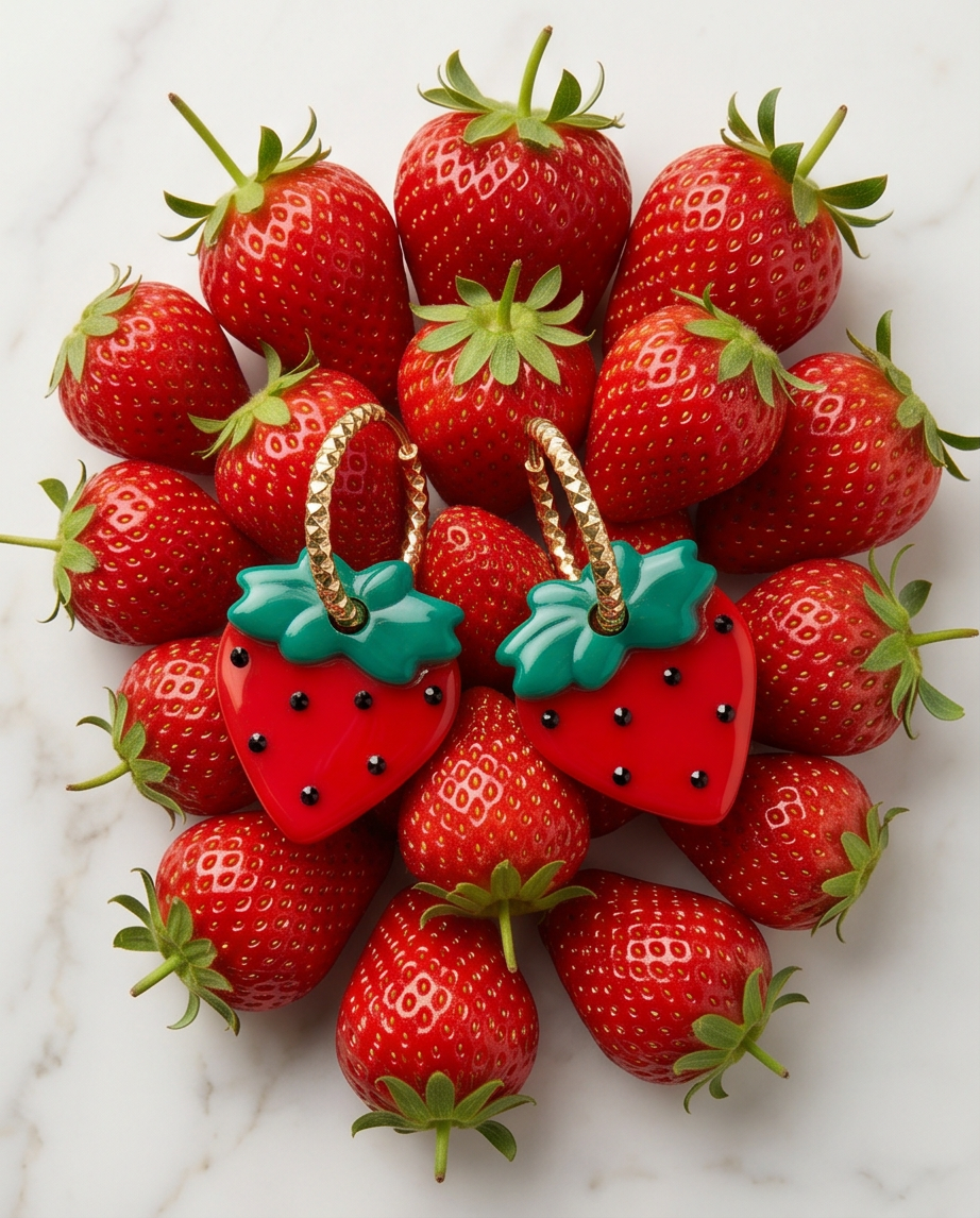 Boucles d'oreilles, rouge, fraise, strawberry