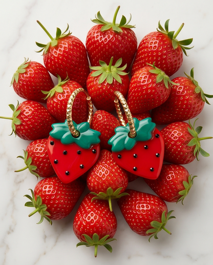 Boucles d'oreilles, rouge, fraise, strawberry
