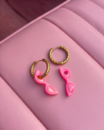 boucle d'oreille, rose, sunny, papille
