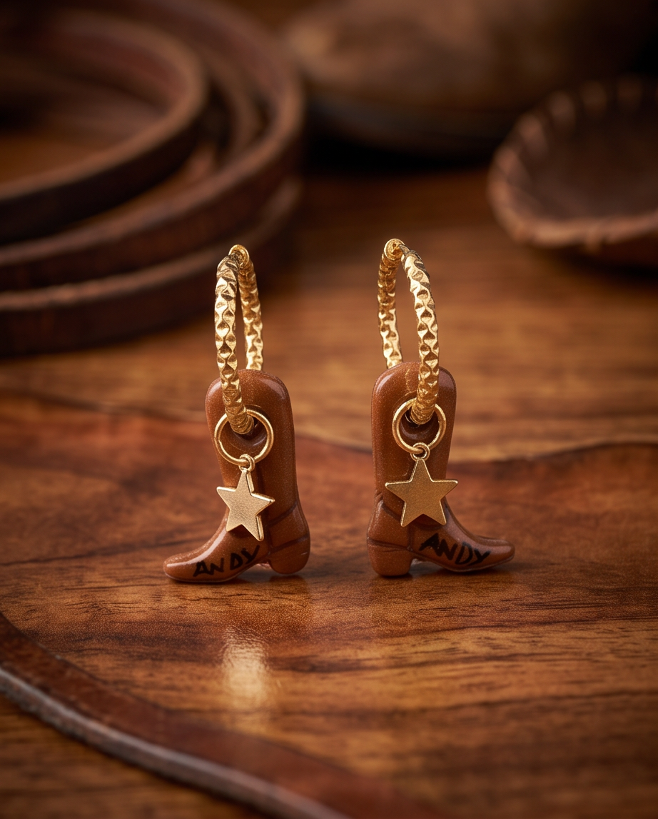 pampille, boucle d'oreilles, botte woody, toy story