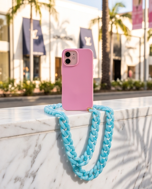 accessoire de téléphone, chaine, bleu