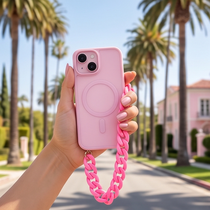 accessoire téléphone, rose, chaine