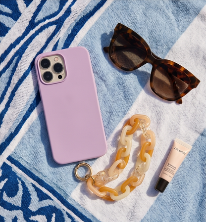 accessoire de letelephone, chaine, corail, acrylique, acier inoxydable