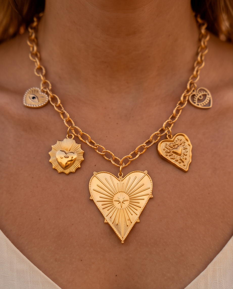 collier acier inoxydable doré ex voto