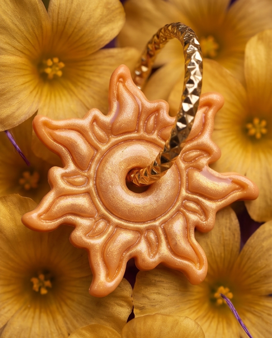 jaune, soleil, boucle d'oreille, pampilles, raiponce, détails